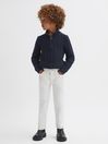 Reiss Navy Bantham Junior Slim Fit Knitted Half-Zip Jumper