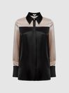 Reiss Black/Champagne Lorey Silk Colourblock Shirt