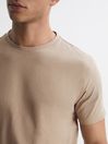 Reiss Taupe Bless Cotton Crew Neck T-Shirt