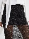 Anna Quan Embellished Netted Midi Skirt