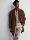 Reiss Sage Melange Holms Wool Long Sleeve Polo Shirt