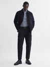 Reiss Steel Blue Thunder Tapered Brushed Cotton Cargo Trousers