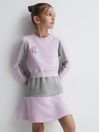 Reiss Lilac Daley Senior Colourblock Motif Jersey Dress