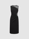 Reiss Black Kenda Halston Sequin Midi Dress