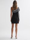 Reiss Black Karlyn Halston Half Sequin Mini Dress