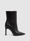 Reiss Black Vanessa Leather Heeled Ankle Boots