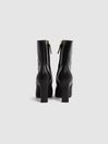 Reiss Black Vanessa Leather Heeled Ankle Boots