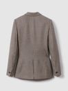 Reiss Black/Camel Ella Double Breasted Wool Dogtooth Blazer