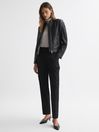Reiss Black Adelaide Leather Collarless Quilted Jacket