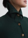 Reiss Green Maria Petite Button Through Bodycon Midi Dress