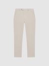 Reiss Oatmeal Strike Slim Fit Brushed Cotton Trousers