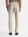 Reiss Oatmeal Strike Slim Fit Brushed Cotton Trousers
