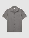 Reiss Grey Tokyo Cuban Collar Button-Through Shirt