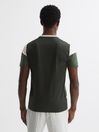 Reiss Green Multi Cannon Mercerised Cotton Colourblock T-Shirt