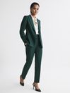 Reiss Bottle Green Jade Slim Slim Fit Wool Blend Mid Rise Suit Trousers