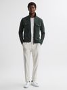 Reiss Emerald Medina Interlock Jersey Zip-Through Jacket