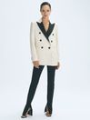 Reiss Black/White Vivien Atelier Fitted Double Breasted Contrast Blazer