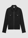 Reiss Navy Medina Interlock Jersey Zip-Through Jacket