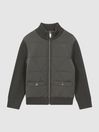 Reiss Forest Green Amos Senior Hybrid Zip-Through Quilted jacket