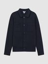 Reiss Navy/White Forester Long Sleeve Button-Through Cardigan