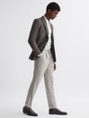 Reiss Oatmeal Beadnell Slim Fit Brushed Wool Trousers