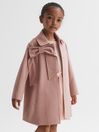 Reiss Pink Amelia Junior Wool Bow Detail Coat