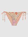 Reiss Pink Print Daniella Tie Side Floral Bikini Bottoms
