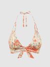 Reiss Pink Print Lola Triangle Floral Bikini Top