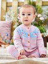 JoJo Maman Bébé Pink Girls' Peter Rabbit Fair Isle Knitted Baby Set