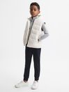 Reiss Ecru Leftwich Junior Quilted Corduroy Hooded Gilet