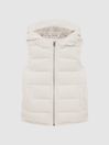 Reiss Ecru Leftwich Junior Quilted Corduroy Hooded Gilet
