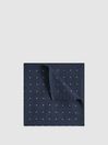 Reiss Navy Tuscan Cotton-Wool Polka Dot Pocket Square