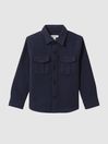 Reiss Eclipse Blue Thomas Junior Brushed Cotton Patch Pocket Overshirt