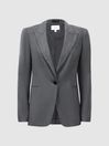Reiss Grey Layton Tailored Fit Wool Blend Single Breasted Suit Blazer