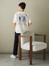 Reiss Ecru/Blue Sennen Oversized Cotton Motif Shirt