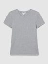 Reiss Grey Marl Victoria Cotton Blend Scoop Neck T-Shirt