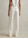 Reiss White Lori Viscose-Linen Wide Leg Suit Trousers