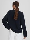 Reiss Navy Laura Wool-Cashmere Casual Fit Jumper