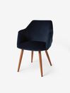 .COM Set of 2 Dark Blue and Walnut Legs Lule Arm Dining Chairs