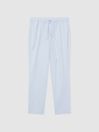 Reiss Blue/White Tamworth Striped Cotton Drawstring Pyjama Bottoms