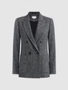 Reiss Grey Luella Relaxed Fit Textured Double Breasted Suit Blazer