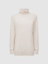 Reiss Cream Florence Relaxed Cashmere Roll Neck Top