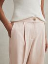 Reiss Pink Farrah Tapered Suit Trousers with TENCEL™ Fibers