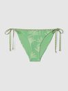 Reiss Green/Cream Thia Palm Tree Print Bikini Bottoms