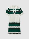 Reiss Green/White Malory Knitted Tunic Dress