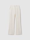 Reiss Cream Millie Petite Flared Suit Trousers