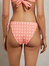 Reiss Cream/Coral Kallie Printed Side Tie Bikini Bottoms