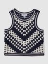 Reiss Ivory Sabrina Crochet Cotton Crew Neck Vest