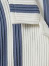 Reiss White/Airforce Blue Castle Ribbed Striped Cuban Collar Shirt