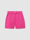 Reiss Pink Hewey Tailored Textured Suit Shorts